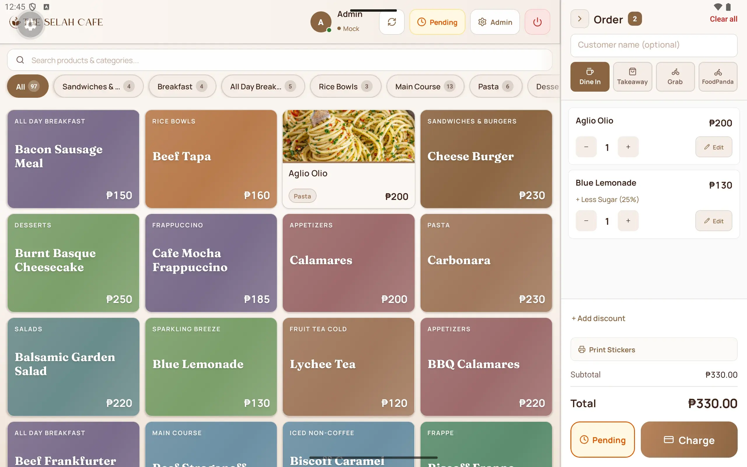 The Selah Cafe — tablet POS